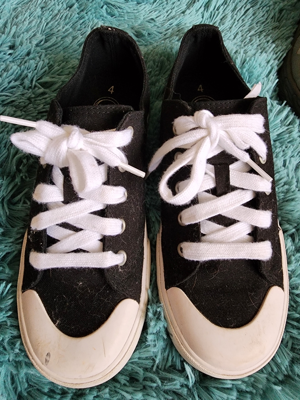 Wonder Nation Black Canvas Slip-On Sneakers with White Accents